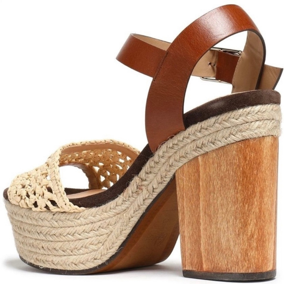 CASTAÑER Leather Colorblock Neutral Pattern Chunky Block Heel Sandals - Picture 3 of 16